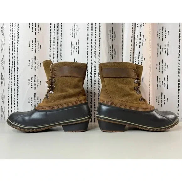 Sorel Women's Brown Leather Fancy Lace II Winter Snow Boots Size 10 Preppy Hike - Picture 10 of 15